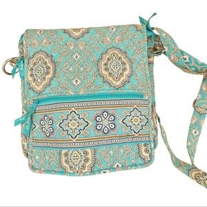 Vera Bradley Retired Totally Turk Aqua and Beige Crossbody Bag